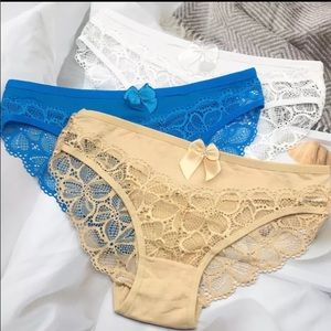 3 Pcs / Lot New Arrival 2022 Sexy Underwear Cotton Lace Transparent Panties XL
